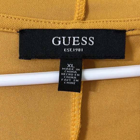 GUESS Mustard Yellow Quarter Zip Hooded Shirt Dress Size XL - Picture 8 of 9